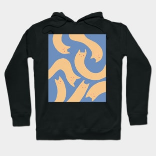 cat pattern aesthetic illustration orange blue Hoodie